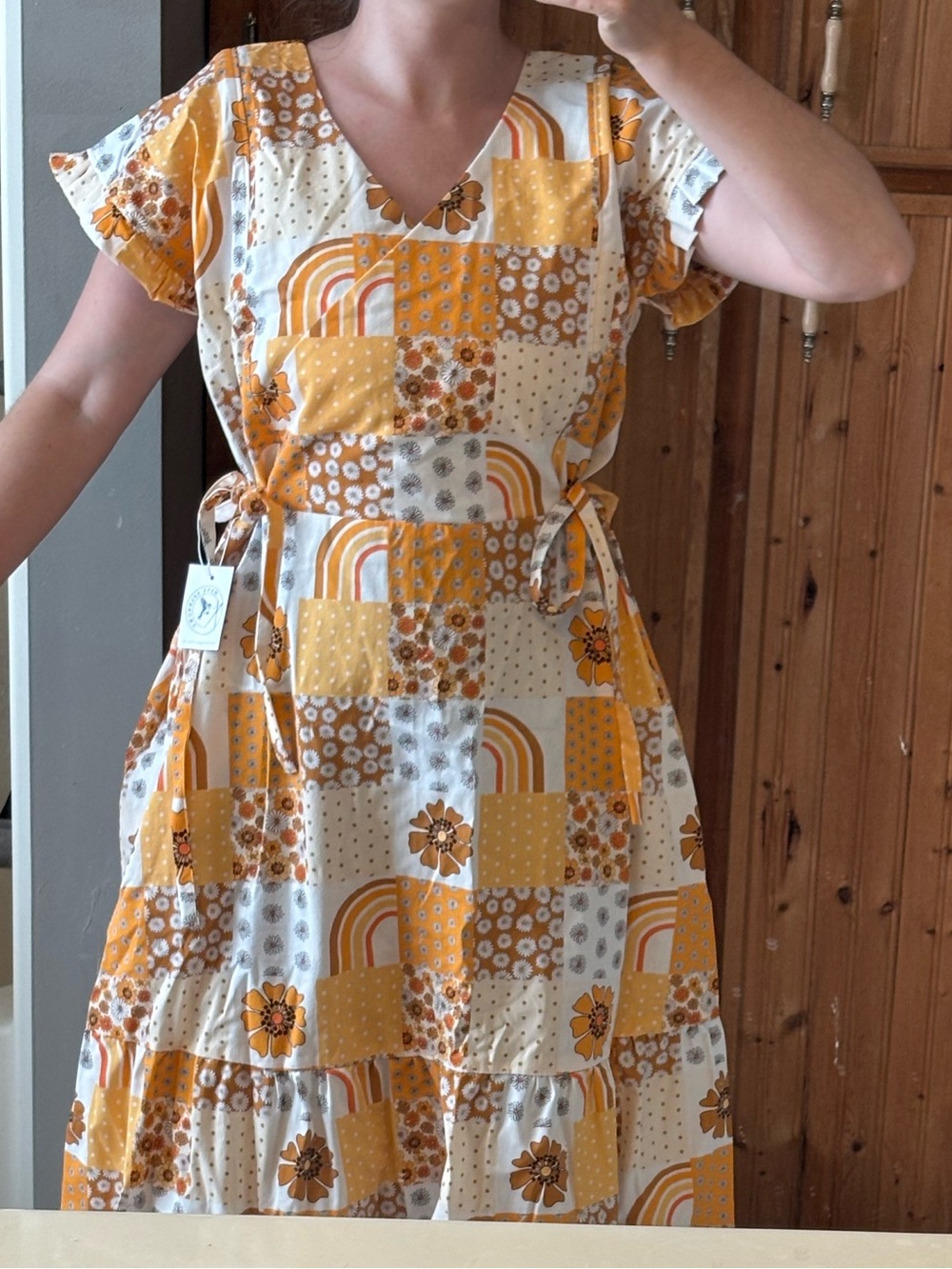 Women’s maxi yellow/orange cotton dress